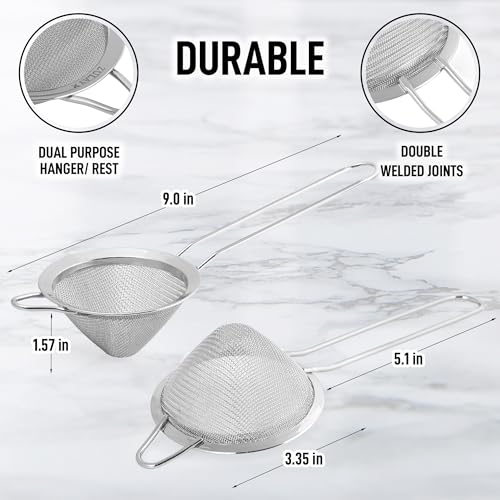 Zulay Kitchen 304 Stainless Steel Fine Mesh Strainer 3.35 in - Strainers Fine Mesh, Tea Strainers for Loose Tea - Perfect for Tea, Cocktails, Juicing, Drinks, Liquids, Matcha, Coffee & More - color: Silver