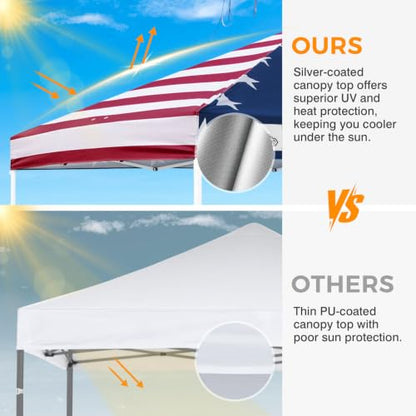 EAGLE PEAK 10x10 Pop Up Canopy Tent Easy Up Canopy Outdoor, American Flag - color: American Flag, size: 10x10