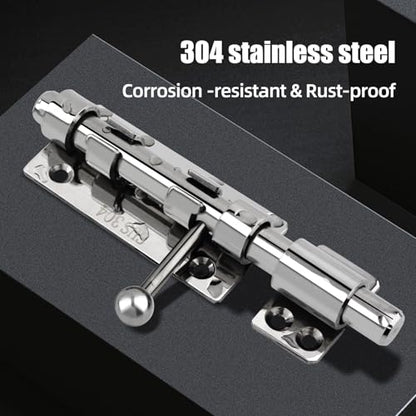 Barrel Bolt Latch, 6.3" Heavy Duty Gate Latch Slide Lock Solid 304 Stainless Steel Bolt Lock for Inside Door, Finished Shed Door Latch (2 Pack, Silver) - color: Silver 6inch