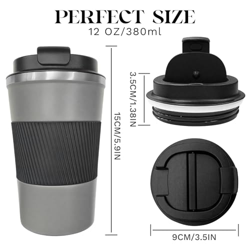 Insulated Travel Coffee Mug, Stainless Steel Coffee Cup with Leakproof Lid - color: Gray, size: 17 Ounces