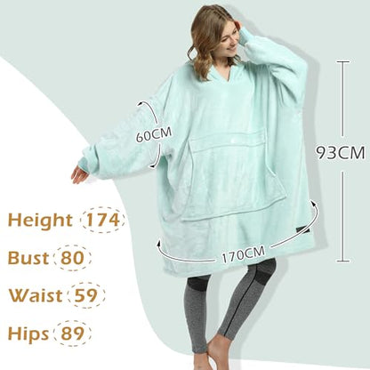 Catalonia Oversized Blanket Hoodie, Wearable Fleece Blanket Sweatshirt - color: Aqua / Fleece