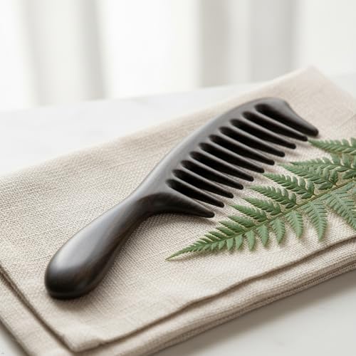 Louise Maelys Black Sandalwood Wide Tooth Comb For Curly Hair - color: Black