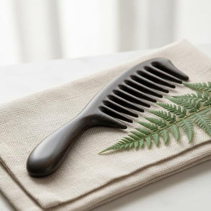 Louise Maelys Black Sandalwood Wide Tooth Comb For Curly Hair - color: Black