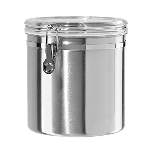 Oggi Stainless Steel Kitchen Canister 152oz + Oggi Jumbo 8" Stainless Steel Flour Clamp Canister - color: Stainless Steel, size: 152 Fluid Ounces, style: Airtight Canister + Storage Container