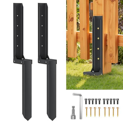 2PCS Fence Post Repair Kit, H-Shaped Anchor Spike for Tilted Wood Post