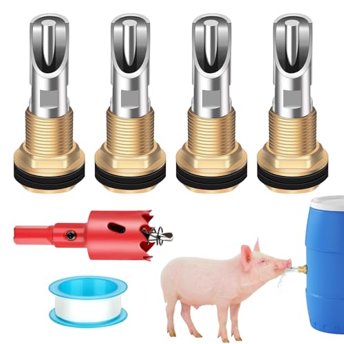 4 Pack Pig Waterer Nipples, Hog Water Nipples for Barrels Kit