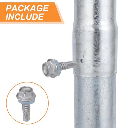 Fence Post Extender 2-3/8" OD 12" Height Heavy Duty Hot-Dip Galvanized Steel with Fence Bracket, Screws & Caps (2 Pack) - size: 12in Fence Post Extension