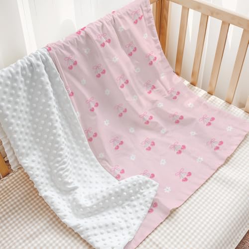 SANDJEST Cherry Minky Blanket 30 x 40 Inches, Gift for Christmas Birthday - color: Cherry
