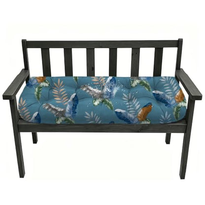 40 x 20 Inch Outdoor Swing Bench Cushion for Patio Porch Garden - color: Blue Leaf