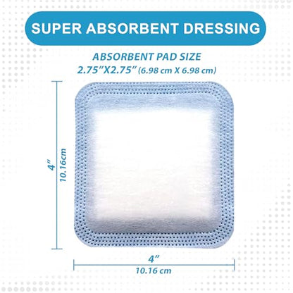 MedVance Super Absorbent Wound Dressing, Non-Adhesive Pads, 4"x4", Box of 5 | Sterile And Individually Wrapped - Non-Stick Wound Bandages - Super Soft - Highly Absorbent & Lock Exudate - Leakproof - size: 4"x4", style: 5 Pack