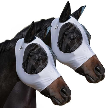 Country Pride Comfort Fit Fly Mask by Professional Choice for Horses, Breathable Lightweight Pull On Design with Ear Coverage No Zippers, Grey Black, 2 Pack Horse Size