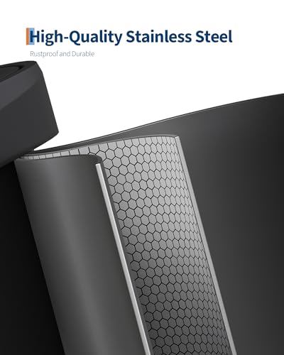 Garvee 16 gal / 60 L Metal Trash Can with Lid, Large Garbage Can for Kitchen, Rustproof Step-on Kitchen Metal Trash Bin with Liner Rim, Rear Handle, Soft Close Plastic Lid, Black - color: Black, size: 15.8 Gallons