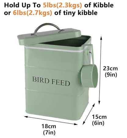 Geyecete Bird Feeder,Bird Food Jar Pet Food Storage Airtight Food Storage Container-Green - color: Green