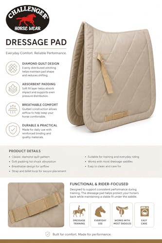 Horse Saddle Pad English Quilted Contoured All-Purpose Trail 72TS01 - color: Beige