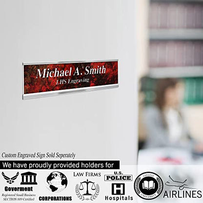 Custom Office Door Name Plate, Wall Sign Brass with Black Letters, 2x12 | Mounting Included 10+ Options, Desk, Wall, Cubicle & Door Nameplate Holders, 3M Adhesive, Hanging, Personalized & Made in USA - color: M6 - Brushed Brass Pattern & Black Lettering,