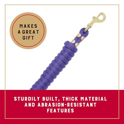 Weaver Equine Performance Lead Rope, Purple, 8' Horse Value Rope with Brass Plated 225 Snap, Soft Comfort Grip, Barn Horse Tack for Daily Use