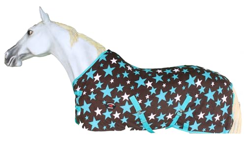 Challenger Horse Soft Fleece Cooler Contoured Exercise Blanket Liner Sheet Wicks 4397 - color: Turquoise Stars, size: 84 inches