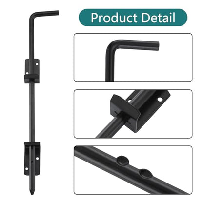 HOME MASTER HARDWARE 18" Cane Bolt, Heavy Duty Gate Drop Rod, Cane Bolts for Gates, Fence Gate Hardware, Metal Gates Doors Stopper for Gate Ground, Black