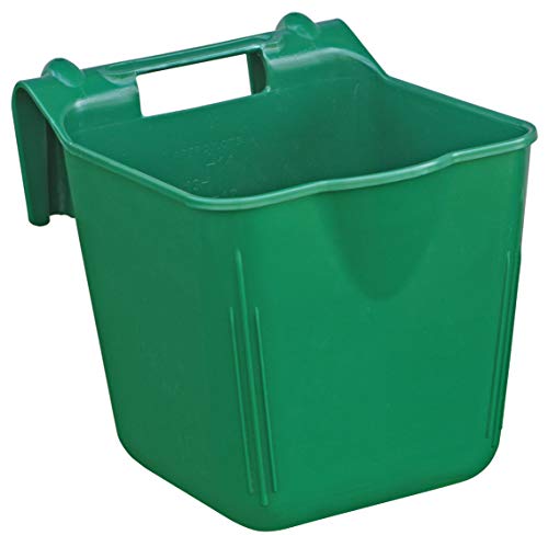 Double-Tuf® Hook-n-Feed Feeder | Hook Over Fence Feeder Bucket | Easy Pour Lip | Hanging Livestock Bucket | 14 Quart