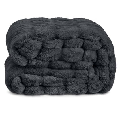 Springtree Home Luxury Micro Plush Throw Blanket | Thick Faux Fur | Black | Lily Collection | 60" x 70" | Black Blanket | Ultra Plush - color: Caviar, size: 60" x 70" (Large)