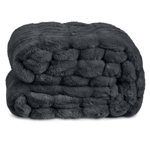 Springtree Home Luxury Micro Plush Throw Blanket | Thick Faux Fur | Black | Lily Collection | 50" x 60" | Black Blanket | Ultra Plush - color: Caviar, size: 50" x 60" (Medium)