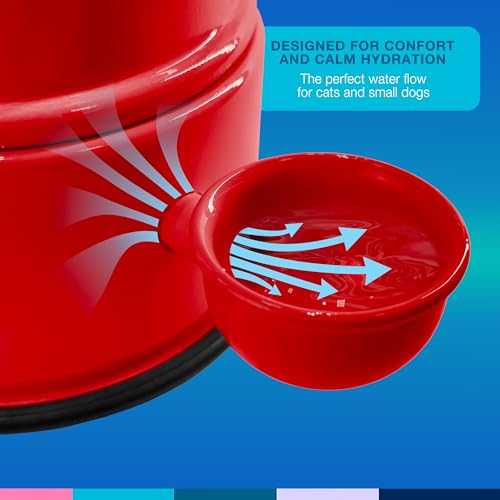 Pet Water Dispenser for Dogs and Cats, 47.3 oz – Gravity-Fed Aluminum Water Bowl, Prevents Wet Fur, Provides Continuous Fresh Water, Electrostatic Coated Finish, Vida Mansa (Red) - color: Red