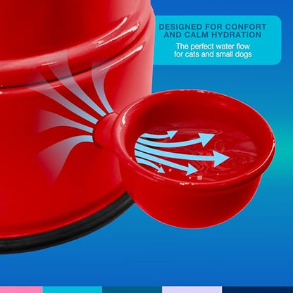 Pet Water Dispenser for Dogs and Cats, 47.3 oz – Gravity-Fed Aluminum Water Bowl, Prevents Wet Fur, Provides Continuous Fresh Water, Electrostatic Coated Finish, Vida Mansa (Red) - color: Red