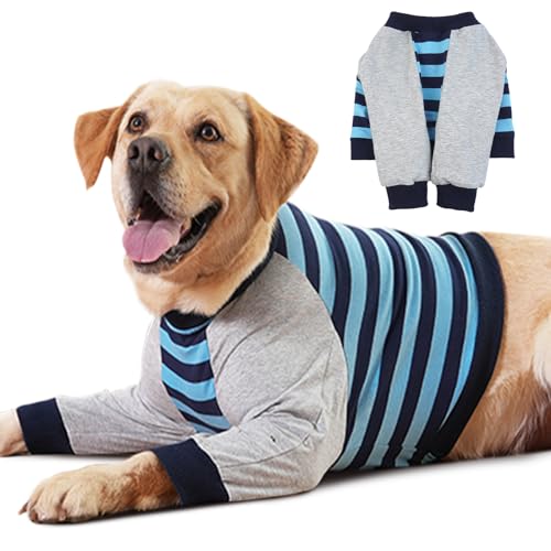FUAMEY Dog Recovery Sleeve with Elbow Protector, Blue Stripe, 2XL - color: Blue Stripes, size: XXL(Weight:88-105lbs)