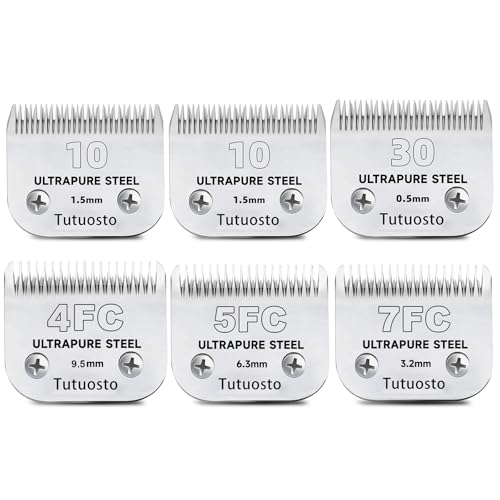 6 Pack Clipper Blade Compatible with Andis,Wahl and Oster Dog Clippers - color: 2*10+30+4FC+5FC+7FC