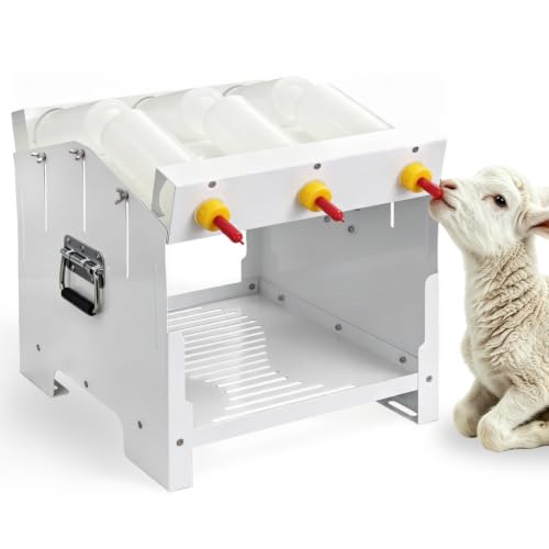 6 Feeding Ports Goat Bottle Feeder Rack with 6 x 500ml Milk Bottles | Double Sided,Free Standing,Portable Lamb Bottle Holder,Galvanized Goat Bottle Feeder Rack For Baby Goats Lambs Piglet Puppy