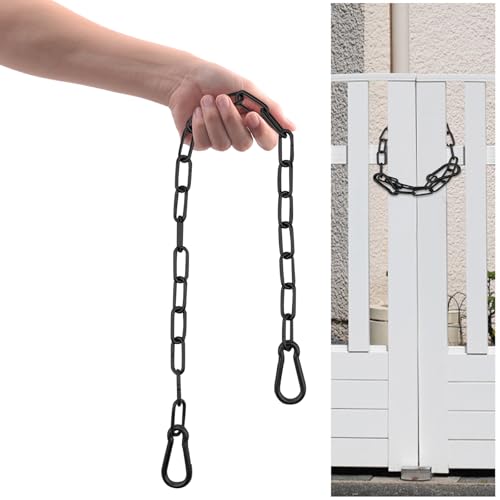Gate Chain Lock with Carabiners Barn Chain Link 20'' Black Gate Latches for Outdoor Fences Dog Cage Lock Backyard Chain Lock Stall Supplies 2 Pack - size: 20'' 2Pack