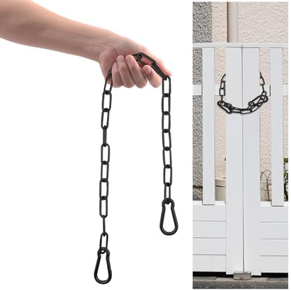 Gate Chain Lock with Carabiners Barn Chain Link 20'' Black Gate Latches for Outdoor Fences Dog Cage Lock Backyard Chain Lock Stall Supplies 2 Pack - size: 20'' 2Pack