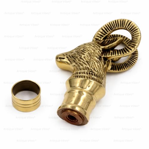 Walking Stick Handles Replacement with Brass Collar Ring Pet Handle for Wood Canes Costume Prop Casual Unisex Gift