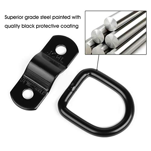 D Rings Tie Down Anchors Hooks for Trailer Truck Bed Bracket Enclosed Points Pickup Camper Surface Mount D-Ring Heavy Duty 1/4" 2400 Pound Capacity (10-Pack) - color: 10-Pack