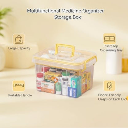 Pulseplay Clear Medicine Storage Box with Handle Yellow - color: Yellow