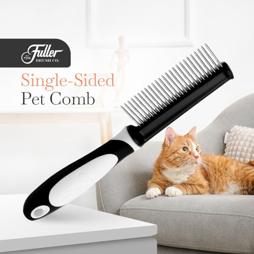 Fuller Brush Single-Sided Pet Comb - 25 Rust-Resistant Stainless Steel Pins - Ergonomic Rubberized Easy Grip Handle - Remove Tangles, Mats & Reduce Loose Hair - Tool for Grooming Dogs & Cats - size: Single-Sided