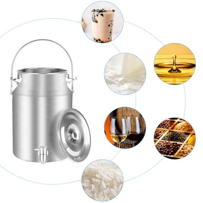 304 Stainless Steel 10 Liter Milk Can Milk Bucket Wine Pail Bucket with Spigot 2.64 Gallon Milk Can Tote Jug with Sealed Lid Heavy Duty for Milk and Wine