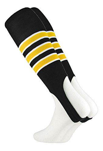 TCK Striped Baseball Stirrups - 7 Inch Cut USA Made - color: Black/White/Gold, size: Medium