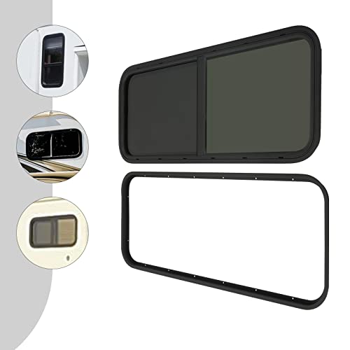 Vertical Sliding Black RV Window for Teardrop, Cargo, Horse Trailer, Marine Camper Window Replacement,22" Wide x 42" Tall (42"x22") - size: 42"x22"