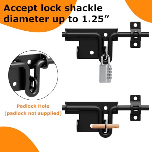 6.4 Inch Heavy Duty Slide Bolt Latch, Bi-Directional Gate Latch with Protective Coating, Solid Hardware Thickened Bolt Latch for Left or Right Hand Swinging and Sliding Doors-1 Pack