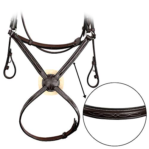 Exion Fancy Stitched Figure 8 Hunter Bridle with Laced Reins – Raised Veg-Tanned Leather English Jumping Bridle Set for Horses – Classic Mexicana Split-Poll Equestrian Show Tack, Pony Cob Full