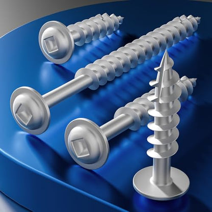 Wensilon (Silver) Pocket Hole Screws # 8 * 1" 170pcs 1lbs Square Hole Wood Screws and Round Head Square Hole self Tapping Screws are Suitable for Wooden use.150MM,60MM Drive bit Included. - color: Silver, size: 8*1"