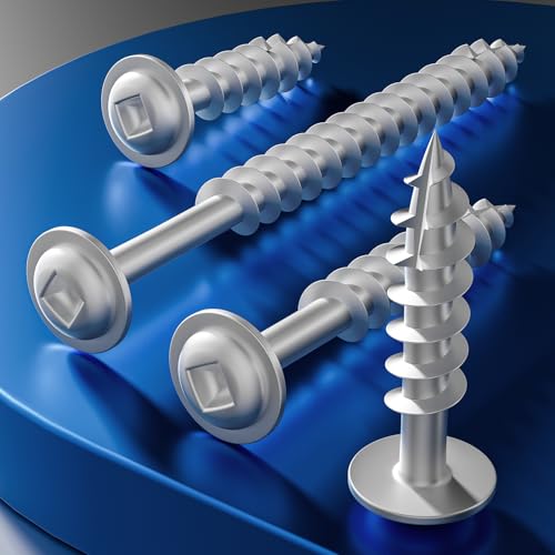 Wensilon (Silver) Pocket Hole Screws # 8 * 2" 91pcs 1lbs Square Hole Wood Screws and Round Head Square Hole self Tapping Screws are Suitable for Wooden use.150MM,60MM Drive bit Included. - color: Silver, size: 8*2"