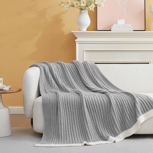 Snuggle Sac Fluffy Grey Blanket Twin Size, Soft Luxurious Knit Fuzzy Microfiber Blankets for Couch, Sofa, Bed, Grey, 60x80 inches - color: Grey, size: Twin(60"x 80")