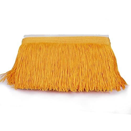 Chainette Fringe Trim 5 Yard x 6 Inches Fabric Tassel Trims - color: Yellow, size: 6"-5Yards/R