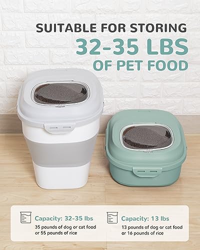 30-35Lbs Dog Food Storage Container Airtight,Collapsible Dog Food Container - color: Green