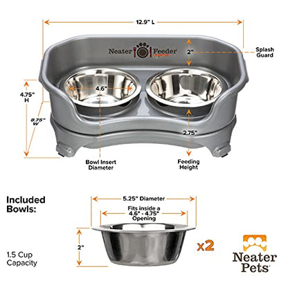 Neater Feeder Express Mess Proof Dog Bowls Elevated for Small Breeds Under 15 Lb, Made in USA, No Spill Raised Dog Food Bowl Stand, Stainless Steel Food and Water Bowl Set, Feeding Station, Grey - color: Gunmetal Grey, size: Small w/ Standard Bowls