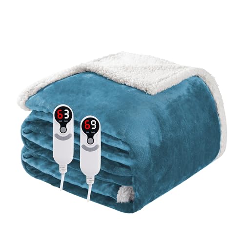 Soypipo Electric Heated Blanket 84"x90", 9 Heat Settings 10-Hour Auto-Off - color: 11-blue, size: Queen 84"x90"