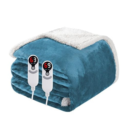 Soypipo Electric Heated Blanket 84"x90", 9 Heat Settings 10-Hour Auto-Off - color: 11-blue, size: Queen 84"x90"