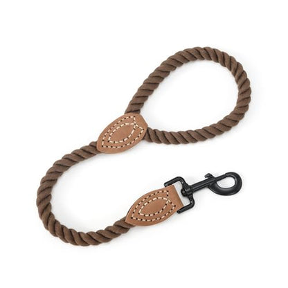 Mile High Life Dog Leash Braided Cotton Rope with Leather-Reinforced Ends - color: Dark Brown, size: 18 Inch-1/2"